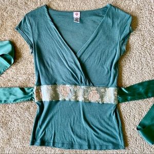 Anthropologie Cross Stitch Heart Crossover Top